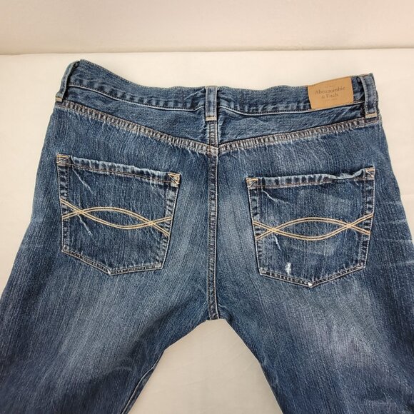 Abercrombie & Fitch Jeans Women's 10/30 Blue Mid Rise Button Fly Straight Distr - Picture 9 of 12
